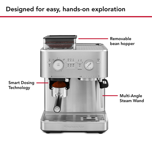 KitchenAid Semi Automatic Espresso Machine with Burr Grinder Stainless Steel - image 4
