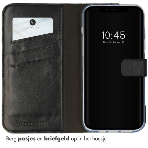 Selencia Echt Lederen Bookcase iPhone 14 Plus - Zwart, afbeelding 3