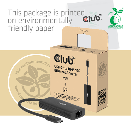 Club 3D CAC-2531 USB-C naar RJ45 10G Ethernet Adapter, afbeelding 8