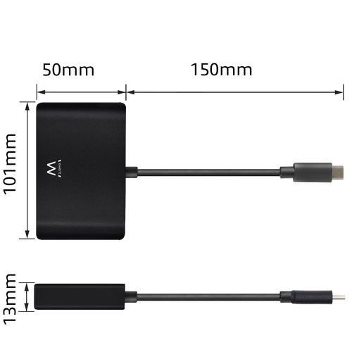 Ewent EW9827 base para portátil y replicador de puertos USB 3.2 Gen 1 (3.1 Gen 1) Type-C Negro