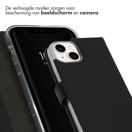 Selencia Echt Lederen Bookcase iPhone 14 - Zwart, afbeelding 4