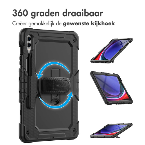 Accezz Rugged Backcover Shoulder Strap voor de Samsung Galaxy Tab S9 FE Plus / Tab S9 Plus Tablethoesje Zwart, afbeelding 5