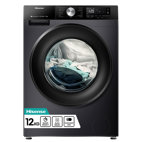 Hisense 3S Series WF3S1243BB3 12kg WiFi Connected Washing Machine with 1400 rpm - Black - A Rated, Black - image 1