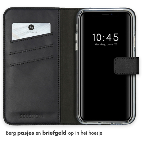 Selencia Echt Lederen Bookcase iPhone 11 - Zwart, afbeelding 3