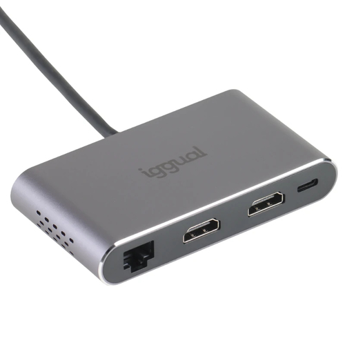 iggual IGG319222 laptop dock/port replicator Wired USB 3.2 Gen 1 (3.1 Gen 1) Type-C Grey