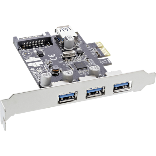 InLine 3+1ports USB 3.0 host controller, PCIe, with SATA power and LP bracket