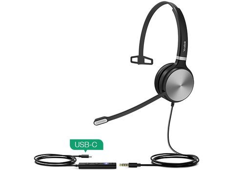 Yealink UH36-Mono Гарнитура Проводная Оголовье Офис/колл-центр USB Type-C Черный, Серебристый