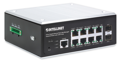 INTELLINET 8-Port Gb PoE+ Web-Managed Industrie-Switch 2xSFP, afbeelding 2