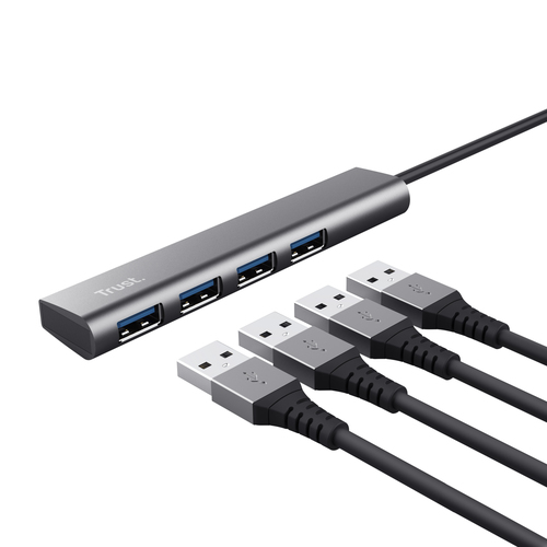 Trust Halyx 4-poorts USB-A Hub USB Hub Zwart, afbeelding 3