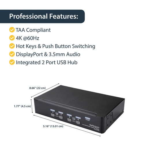 StarTech.com 4 Port DisplayPort KVM Switch - 4K – image 7