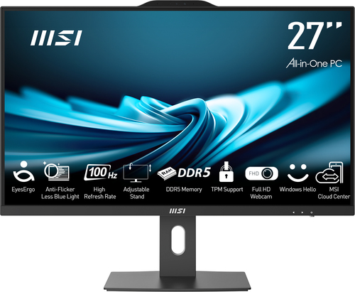 MSI Pro AP272P 14M Intel® Core™ i7 i7-14700 68,6 cm (27") 1920 x 1080 пикселей ПК все в одном Твердотельный накопитель (SSD) Wi-Fi 6E (802.11ax) Черный