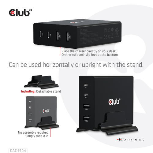 CLUB3D Power Charger, 4 ports, 2x USB Type-A 2x Type -C up to – image 3