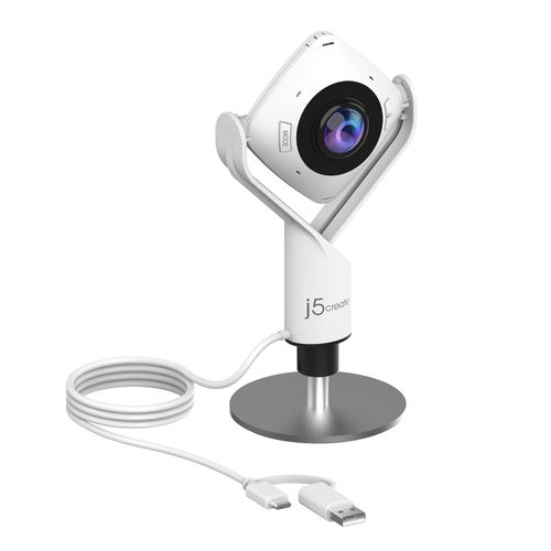 j5create JVCU360 вебкамера 2,07 MP 1920 x 1080 пикселей USB 2.0 Черный, Белый