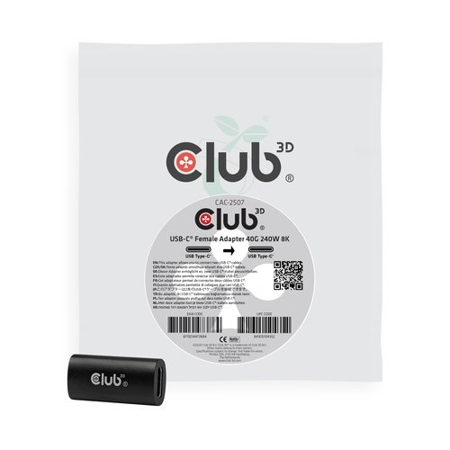 CLUB3D USB-C®-vrouwelijke adapter 40G 240 W 8K 60 Hz