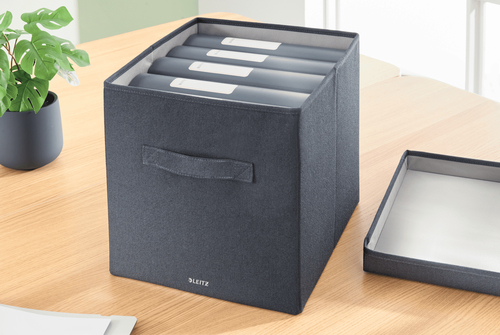 Leitz Aufbewahrungsbox aus Stoff mit Deckel gro Samtgrau 2er-Pack – Foto 3 von 5
