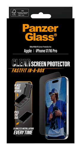PanzerGlass Screen Protector w Black Frame iPhone 17  iPhone 16 Pro  Ultra-Wide Fit w FASTFIT IN-A-BOX – Foto 4 von 6