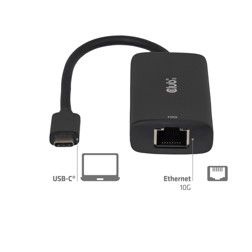 Club 3D CAC-2531 USB-C naar RJ45 10G Ethernet Adapter, afbeelding 4