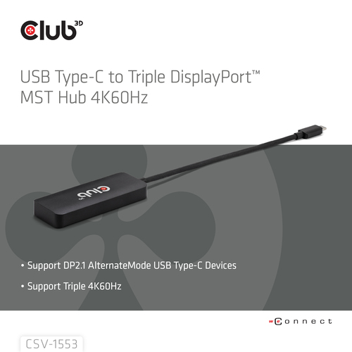 Club 3D USB-C naar Triple DisplayPort MST Hub, afbeelding 7