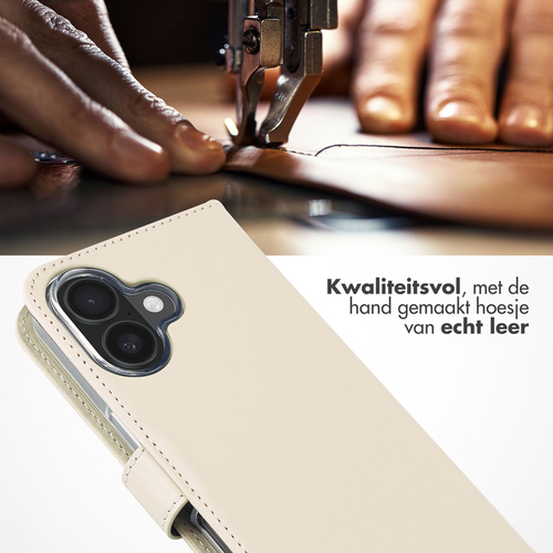 Selencia Echt Lederen Bookcase iPhone 16 - Greige, afbeelding 2
