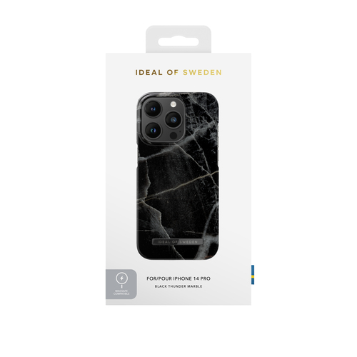 iDeal of Sweden Printed Case MagSafe iPhone 14 Pro Black Thunder Marble – image 3