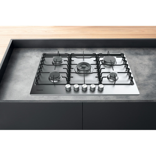 Hotpoint PPH75PDFIXUK 75cm 5 Burner Gas Hob in Stainless Steel Wok Bur - image 2