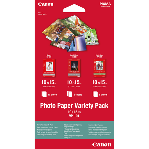 Canon Variety Pack VP-101 Foto papir sæt 100 x 150 mm 15ark 0775B078