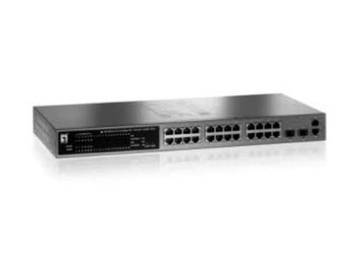 LevelOne 24 FE PoE + 2 GE Combo SFP L2 Managed Switch, 185W