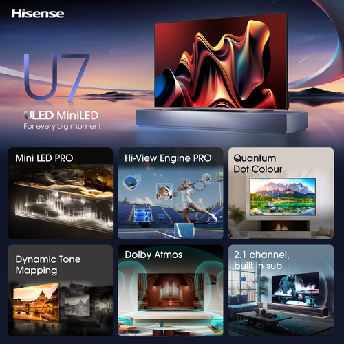 Hisense U7N 100U7NQTUK TV 2.54 m (100") 4K Ultra HD Smart TV Wi-Fi Black, Grey 500 cd/m² – image 4