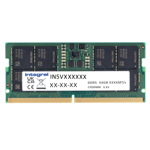 Integral 16GB CSODIMM DDR5 6400MHZ 262 PINS PC5-51200 CLOCKED UNBUFFERED NON-ECC 1RX8