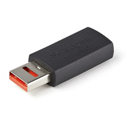 StarTech.com Secure Charging USB Data Blocker Adapter, Male to Female USB-A Charge-Only Adapter, No-Data Charge/Power-Only Adapter for Phone/Tablet, Data Blocking USB Protector Adapter - 5V, 2.4A (12 W) Max (USBSCHAAMF) USB opladeradapter Sort