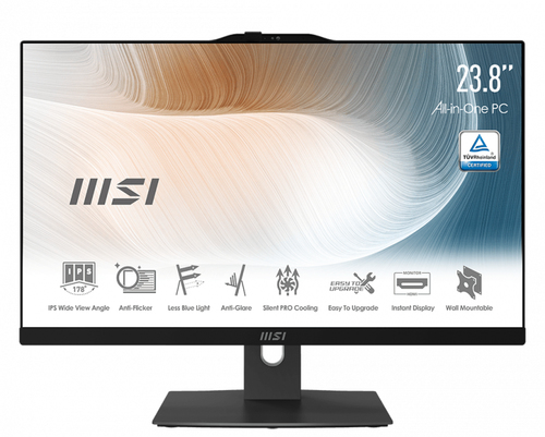 MSI Modern AM242P 11M-1452DE Intel® Core™ i3 i3-1115G4 60,5 cm (23.8") 1920 x 1080 пикселей ПК все в одном 8 GB DDR4-SDRAM 256 GB Твердотельный накопитель (SSD) Windows 11 Pro Wi-Fi 5 (802.11ac) Черный