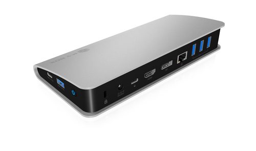 ICY BOX IB-DK2408-C Проводная USB 3.2 Gen 1 (3.1 Gen 1) Type-C Черный, Серебристый