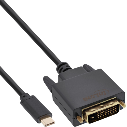 Product image: InLine USB Display Cable, USB-C male / DVI male (DP Alt Mode), black, 2m
