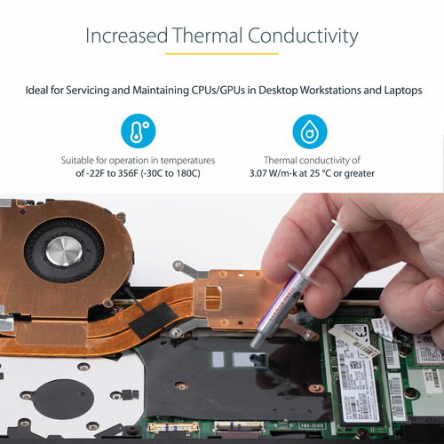StarTech.com Thermal Paste, High Performance Thermal Paste, Re-sealable Syringes (1.5g), Metal Oxide Heat Sink Compound, CPU Thermal Paste, Thermal Glue, RoHS / CE - GPU Grease Heat-sink paste for processor 1-pack – billede 3