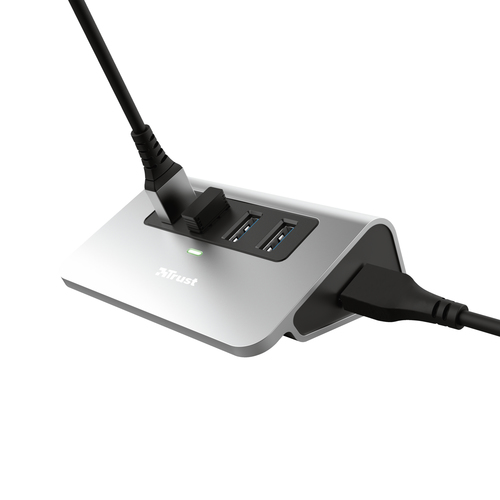 Trust 23870 interface hub USB 3.2 Gen 1 (3.1 Gen 1) Type-A 5000 Mbit/s Aluminium, Black – image 3