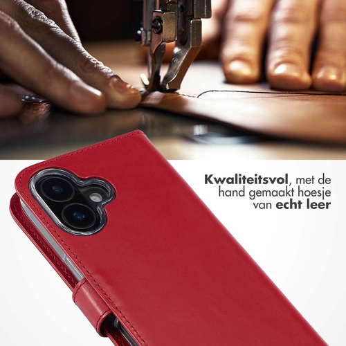 Selencia Echt Lederen Bookcase iPhone 16 Plus - Rood, afbeelding 2