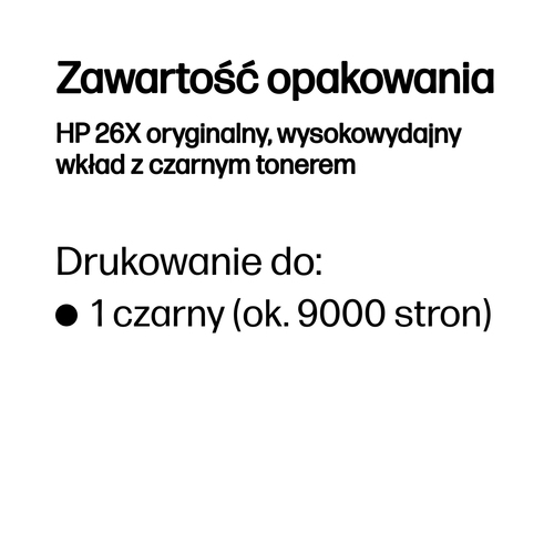 HP 26X oryginalny, wysokowydajny wkład z czarnym tonerem CF226X