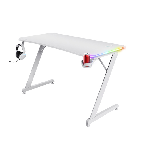 Trust GXT709 Luminus RGB Gaming-Schreibtisch Weiß – Foto 3 von 10