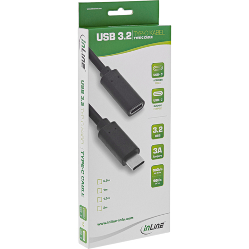 InLine 35772 USB-kabel 2 m USB 3.2 Gen 2 (3.1 Gen 2) USB C Zwart, afbeelding 2