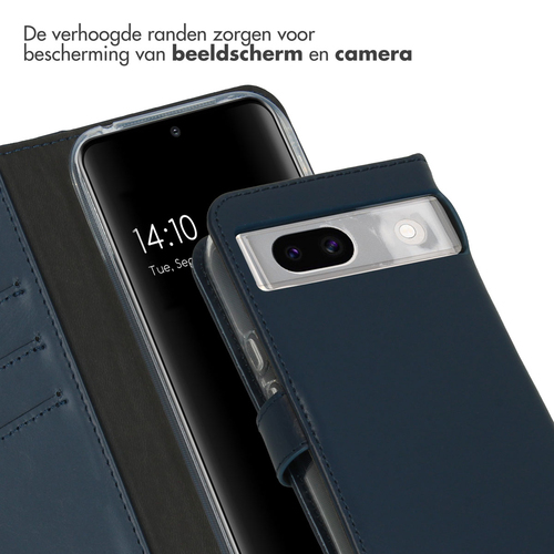 Selencia Echt Lederen Bookcase Google Pixel 8a - Blauw, afbeelding 4