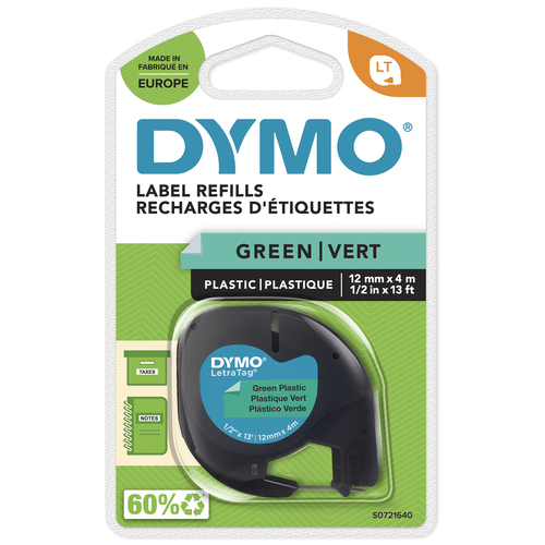 Dymo Dark Green LetraTag Plastic Tape 12mmx4m - image 1