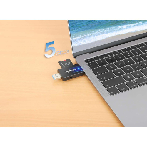 Manhattan 102735 geheugenkaartlezer USB 3.2 Gen 1 (3.1 Gen 1) Type-A/Type-C Zwart, Transparant, afbeelding 2