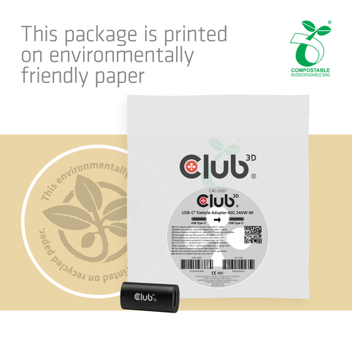 CLUB3D USB-C®-vrouwelijke adapter 40G 240 W 8K 60 Hz, afbeelding 9