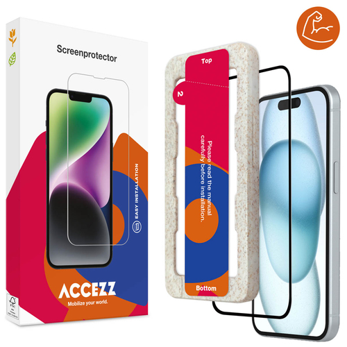 Accezz Triple Strong Full Cover Glas Screenprotector met applicator iPhone 15 Plus Tablet screenprotector Transparant