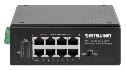 INTELLINET 8-Port PoE+ Gigabit Switch mit PoE-Passthrough, afbeelding 3