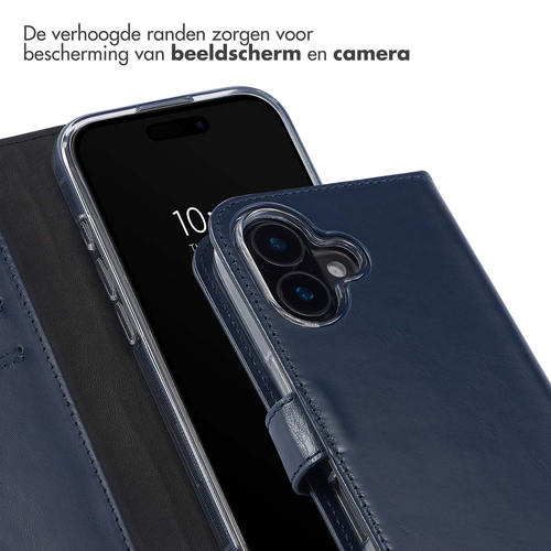 Selencia Echt Lederen Bookcase iPhone 16 Plus - Blauw, afbeelding 4