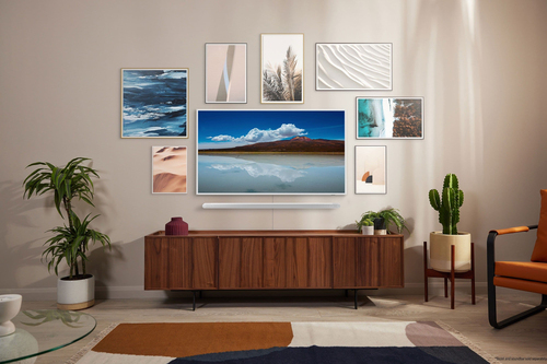 Samsung The Frame 2023 75” QLED 4K HDR Smart TV with S801B Lifestyle Ultra Slim Soundbar – image 2