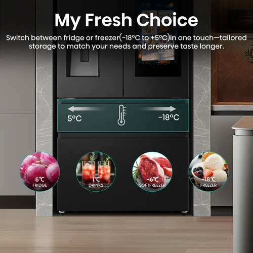 Hisense PureFlat Eclipse RF9P490GTFE Non-Plumbed Total No Frost American Fridge Freezer - Black / Stainless Steel - E Rated – image 9