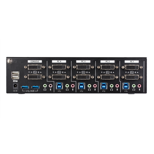 StarTech.com 4 Port Dual Monitor Dual Link DVI KVM Switch 1440p - Dual Screen/View/Display Compact USB KVM Switch w/Integrated USB 3.0 Hub & Audio - Dell HP App – image 4