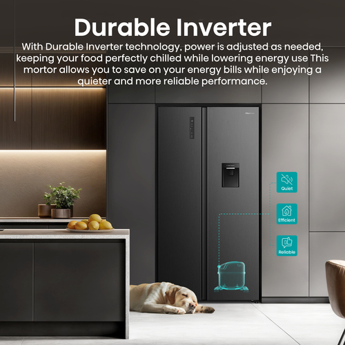 Hisense RS3P558NMFD PureFlat American Side-By-Side Fridge Freezer - D Rated - Black Stainless – image 5